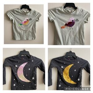 J.crew crewcuts bundle long sleeve shirt sequin star moon | H&M bird short sz 4